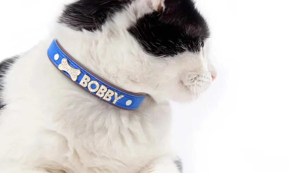 名入れ犬猫用首輪｜ラインストーン オーダーメイド PUレザー 全8色【送料無料】