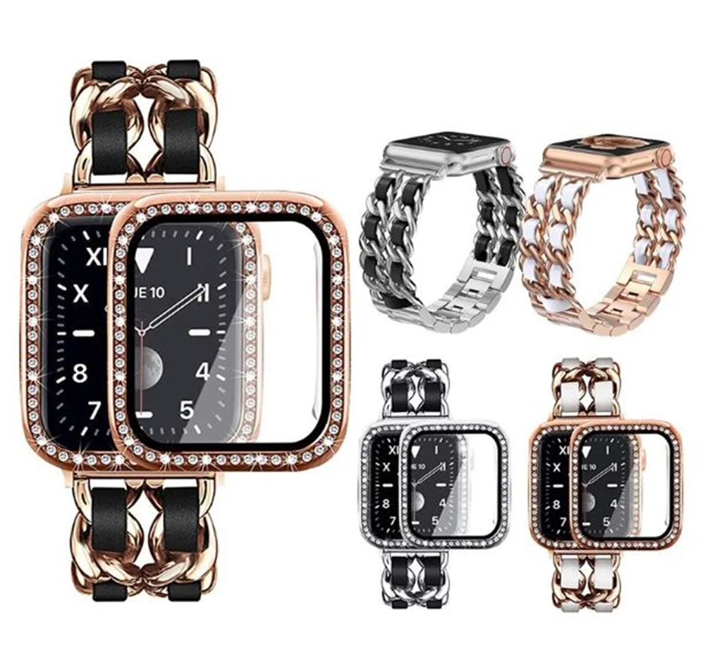 チェーンバンド ラインストーンケース Apple Watch セット