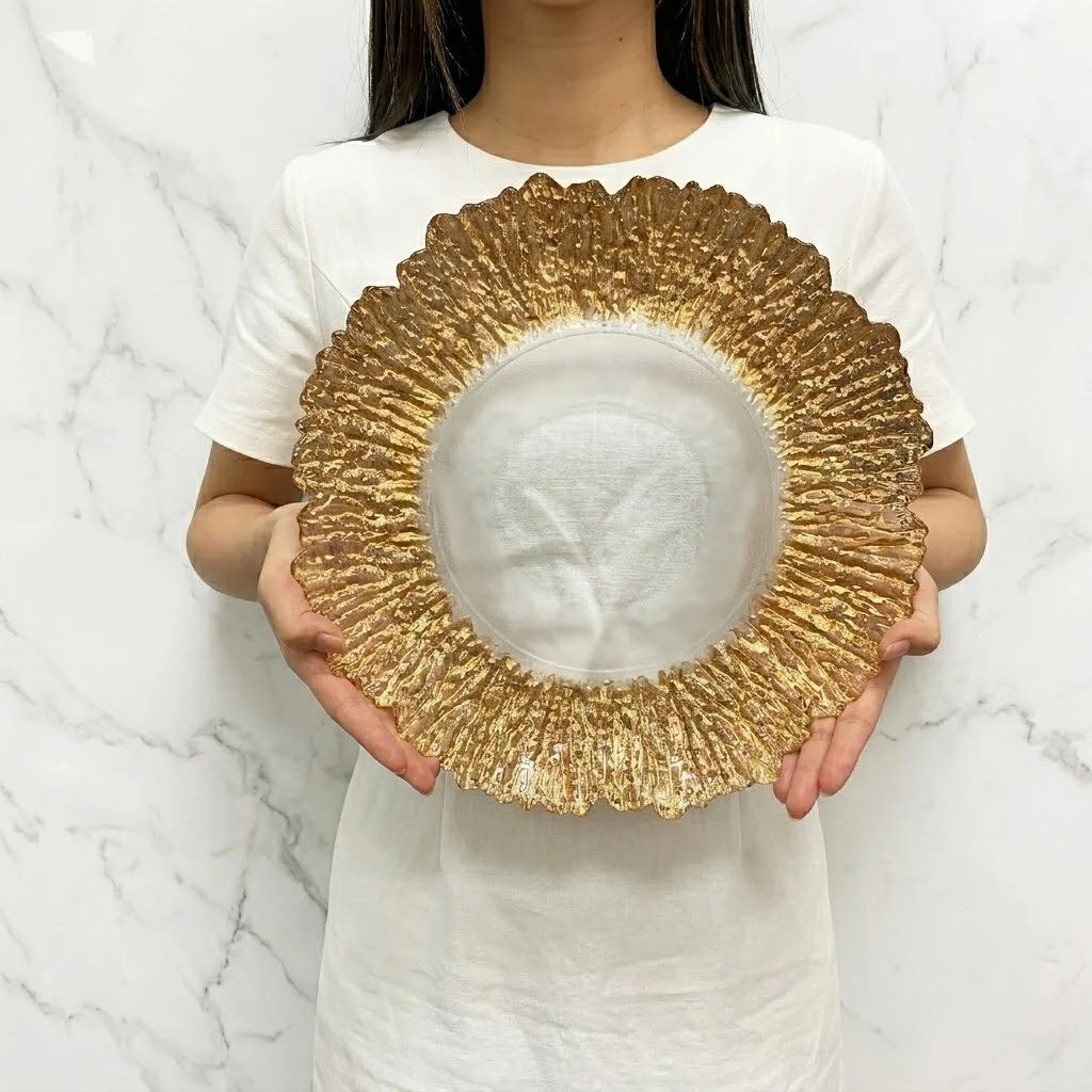 ガラス大皿 33cm スプーン付き カフェ