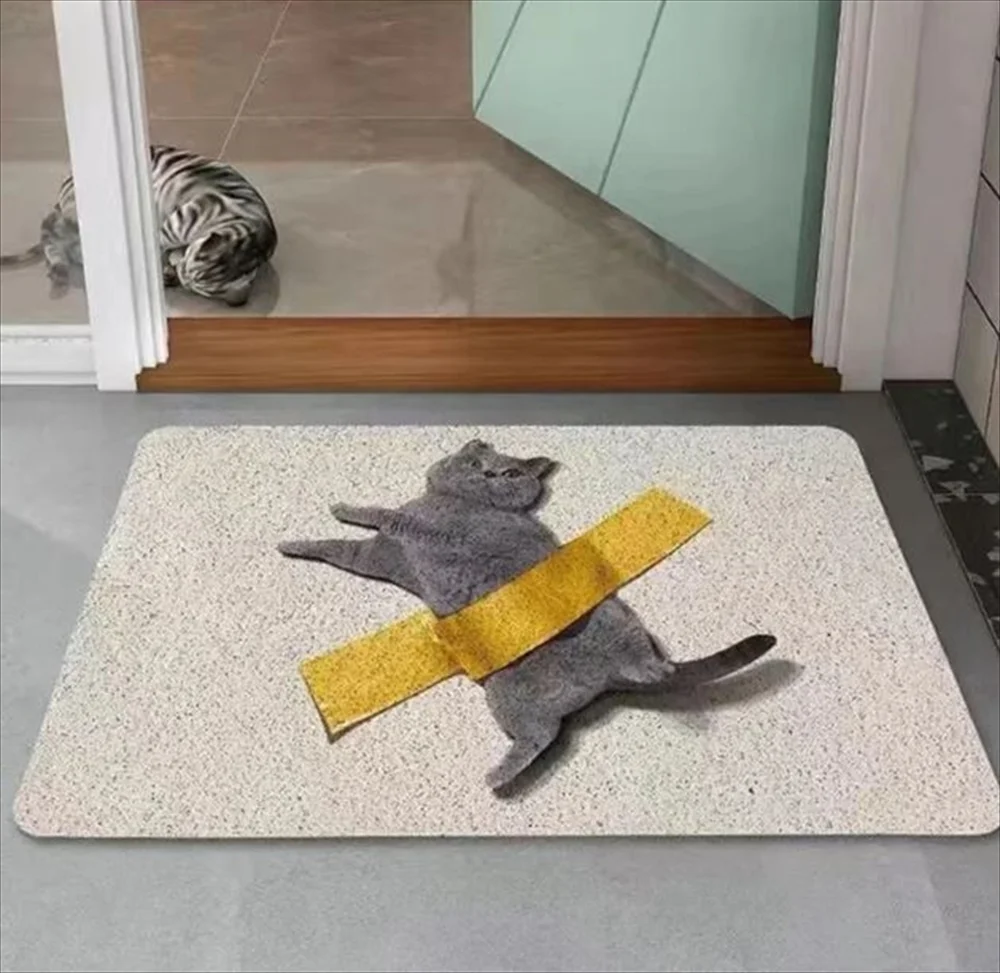 猫テープ風玄関マット 足跡 インテリア 玄関