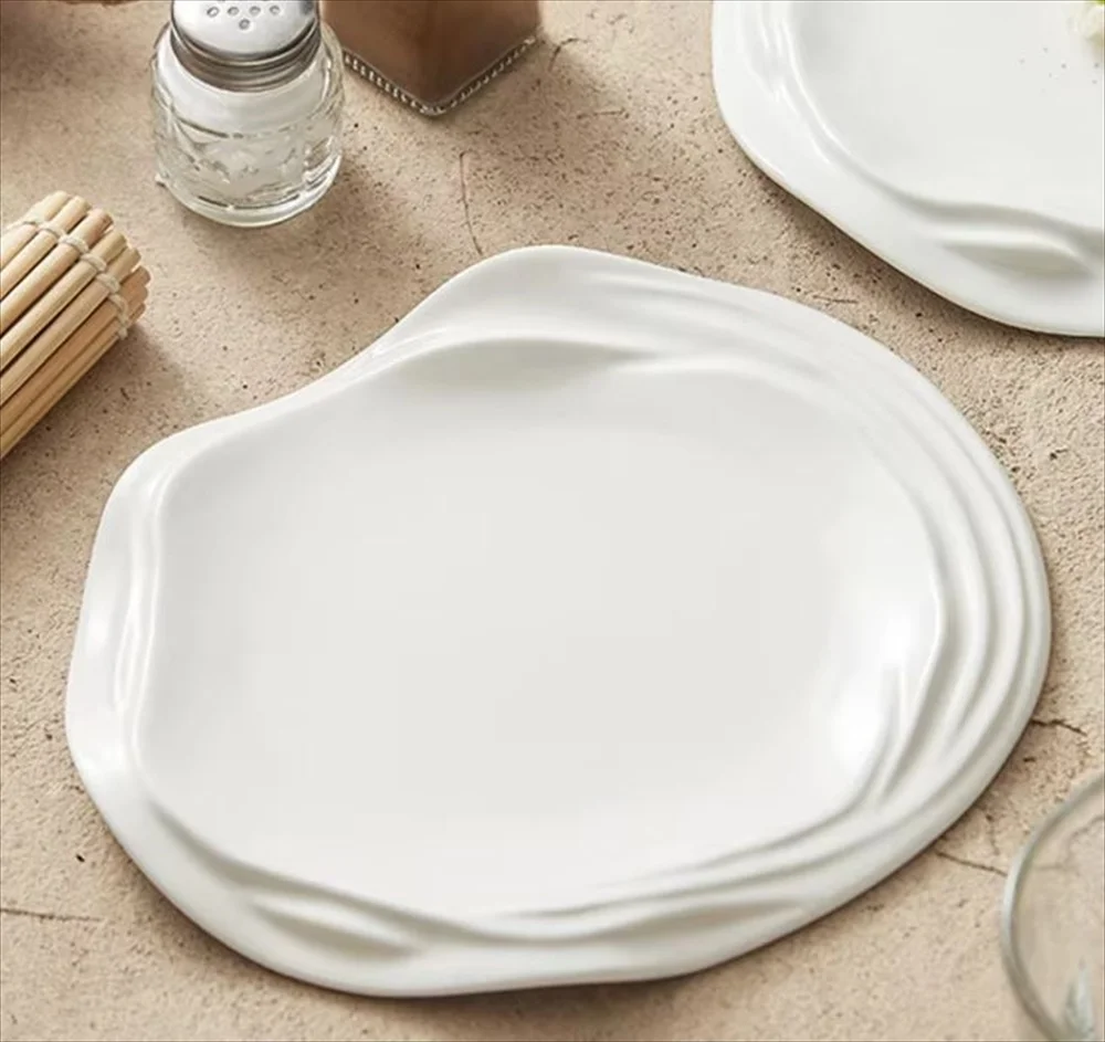 波打ち皿 セラミック フレンチ ディナー 食器