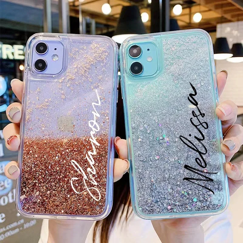 グリッターiPhoneケース ゴールド・ブルー