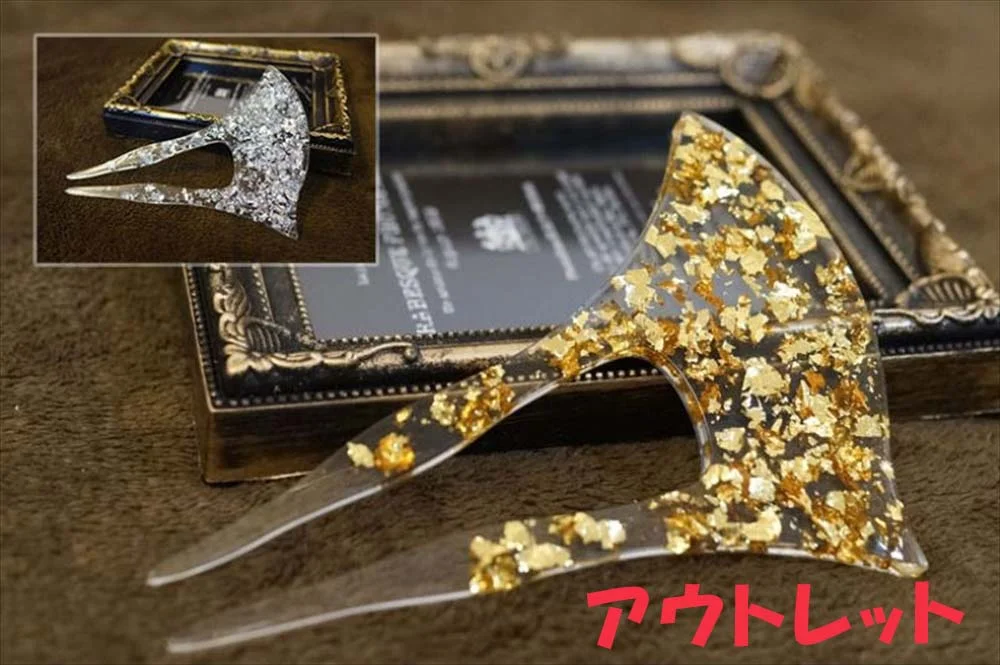 バチ型かんざし 金箔・銀箔 アウトレット品