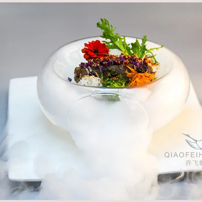 ドライアイス演出対応 高透明ガラス器【乔飞鹤 QIAOFEIHE】テーブルを劇的に彩るプロ仕様のガラス食器