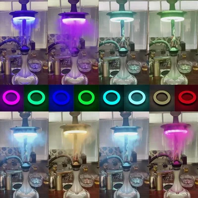 シーシャ用LEDリングライト 充電式 16色リモコン対応 マグネット着脱【箱潰れ品】