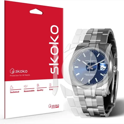 【2枚セット skoko】ロレックス オイスターパーペチュアルデイト 15200（34mm）対応 保護フィルム｜傷・指紋からフルボディ保護
